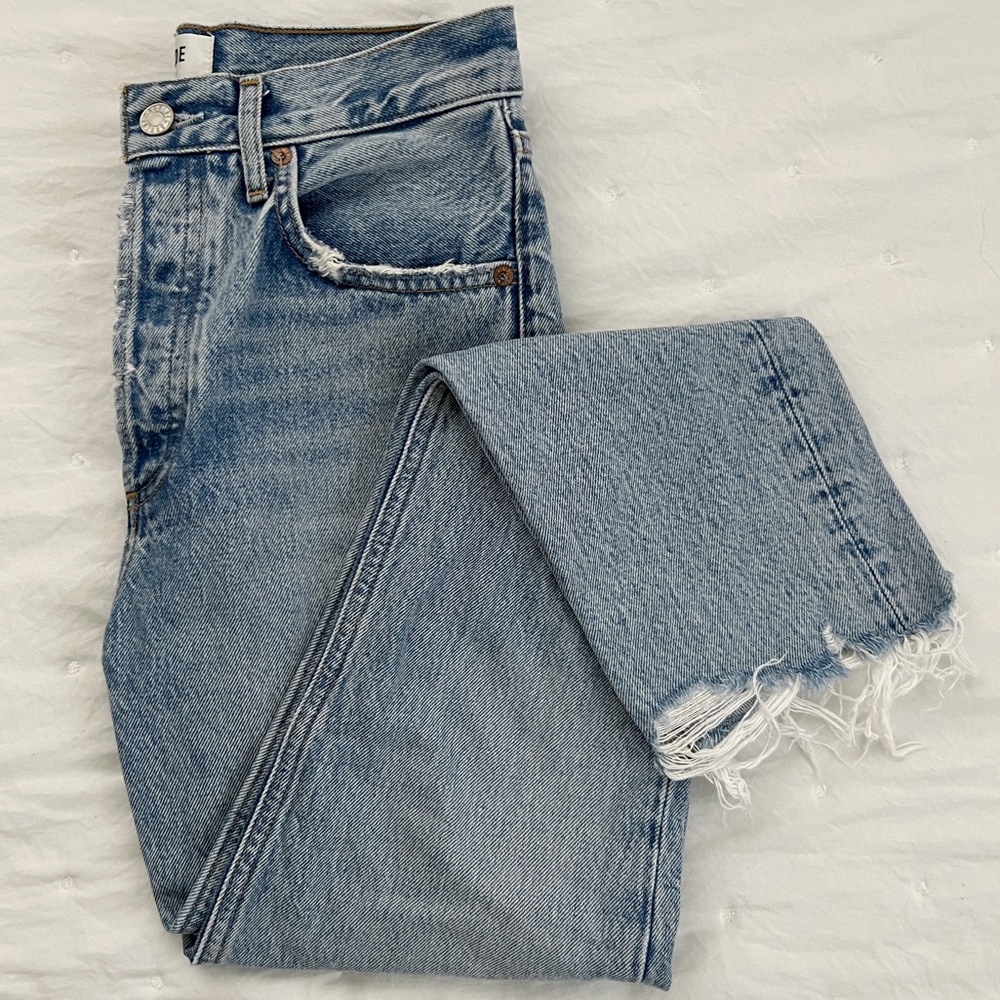 Agolde riley high rise straight leg jean in curio
